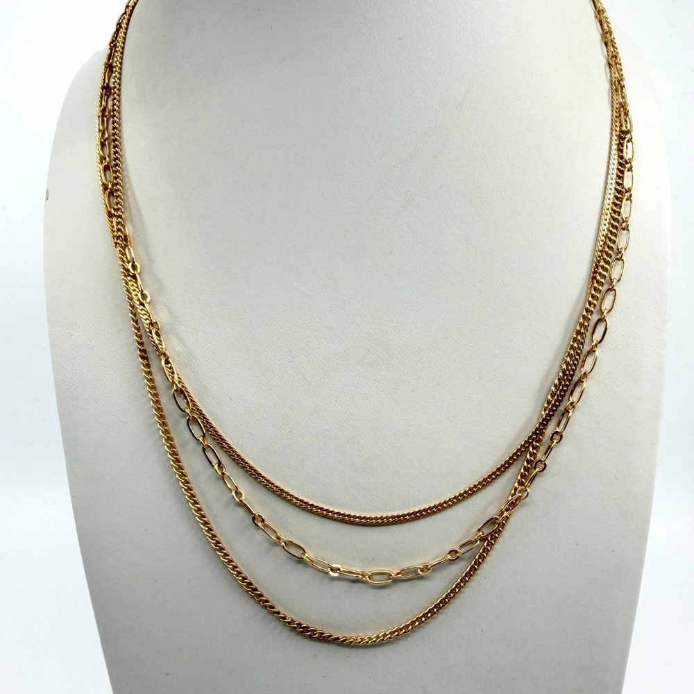 Y2K Multi-Chain Gold Tone Layered Necklace Statement Boho Accessory Classic